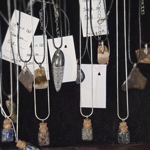 Silver and Brown Pendant Necklaces & Bottled Jems